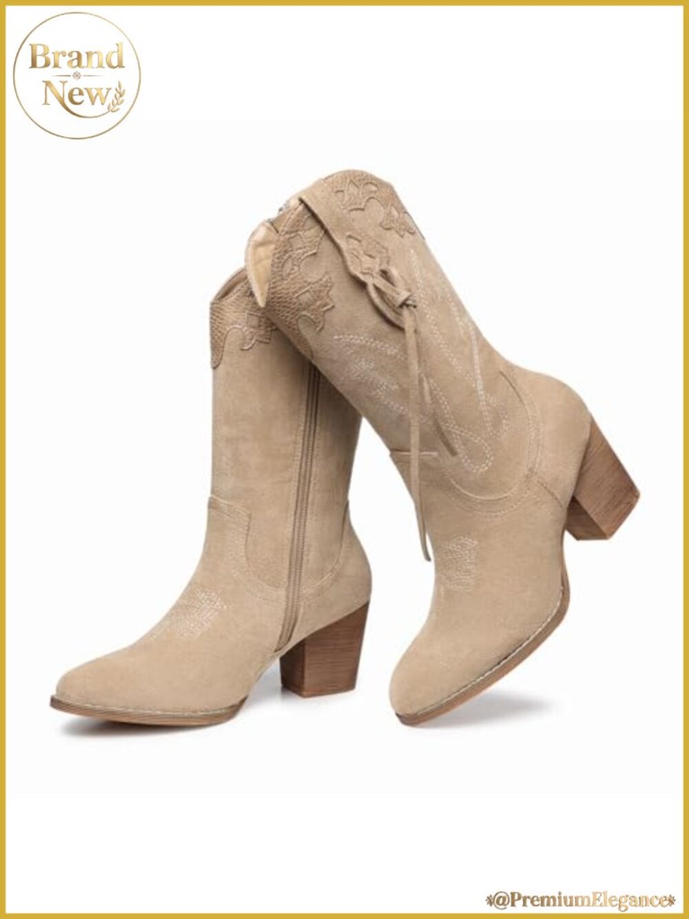Cowgirl Boots for Women Western Mid Calf Suede Boot for Dancing